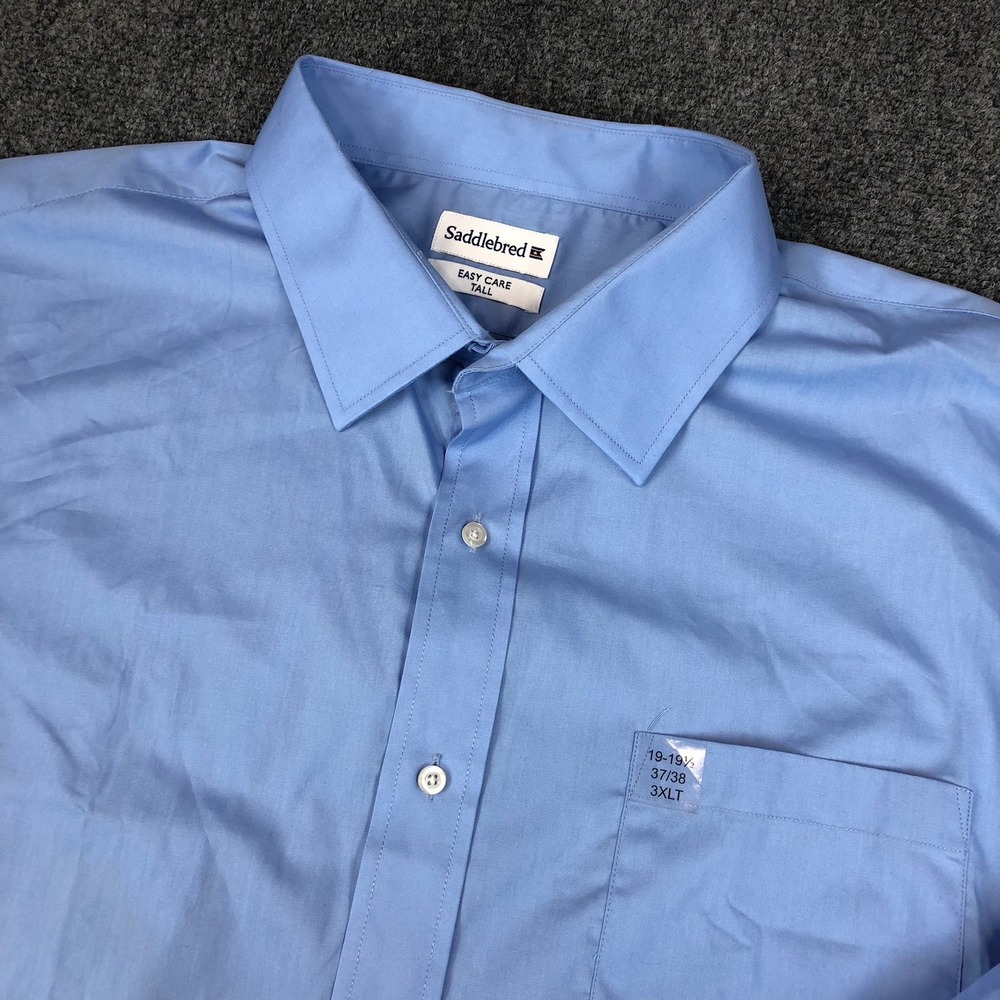 Saddlebred Mens 3XLT 19-19.5 Easy Care Dress Shirt Light Blue Long Sleeve NEW